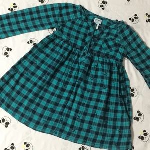 3T Teal Flannel Dress - Old Navy